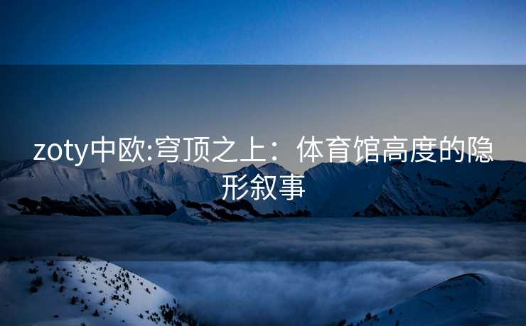 zoty中欧:穹顶之上：体育馆高度的隐形叙事
